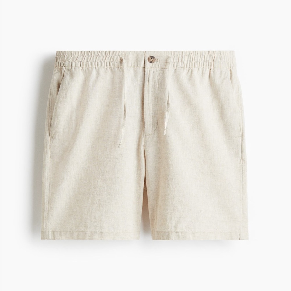 H&M Men's Regular Fit Linen-Blend Shorts